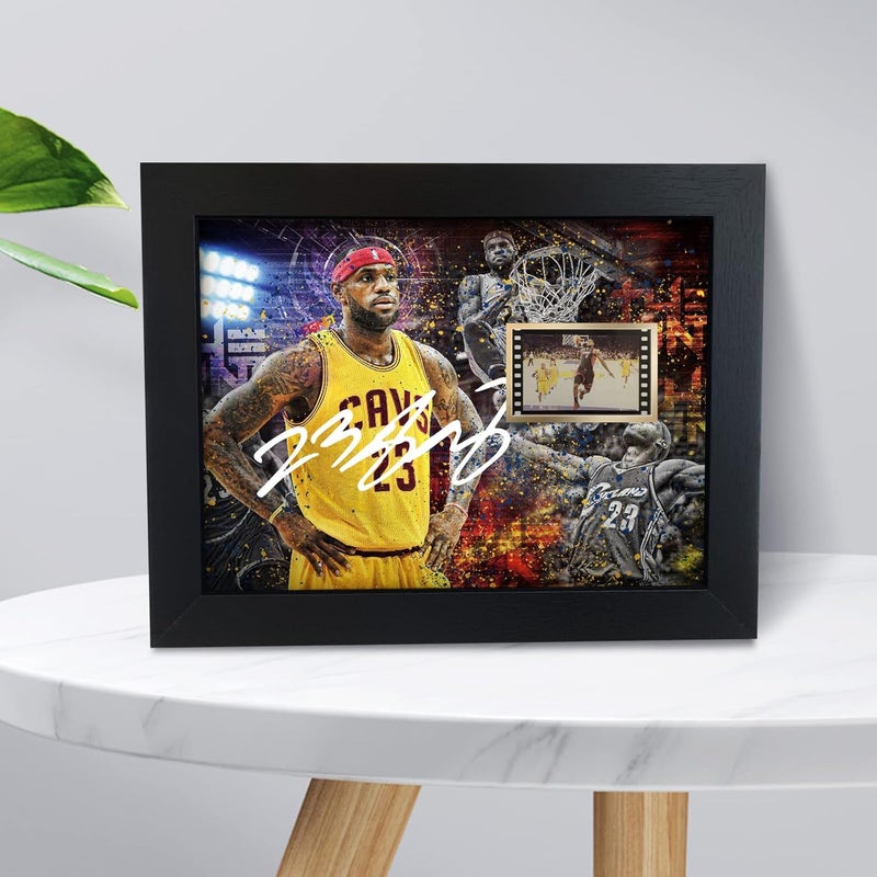 ORIMAMI Signed Black Superstar LeBron James Poster Framed Photo Decor with 1x35mm Film Display,Cool Gifts for Basketball Lover/LeBron James Fans - 8x6 Inches - Image 2